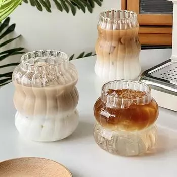 Large Capacity Coffee Cups Instagram Medieval Style Cold Drink Cups Household Glass Drinkware Portable Milk Tea Cup