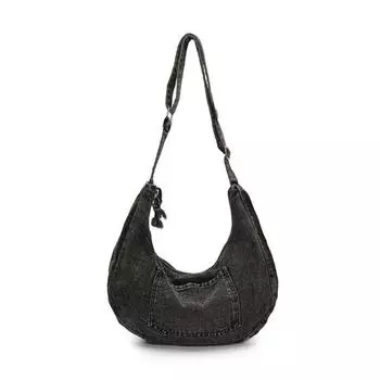 Large Capacity Cross Body Bag Versatile Satchel Bags Trendy Denim Shoulder Bag Ladies