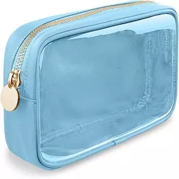 Large Capacity Makeup Bag Pvc Makeup Pouch Fashion Cosmetic Bag Women синий
