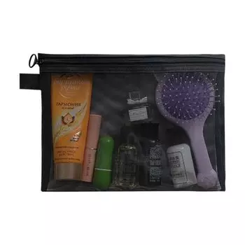 Large Capacity Makeup Bag Square Bag Storage Toiletry Bag Fashion Mesh Cosmetic Bag Travel S