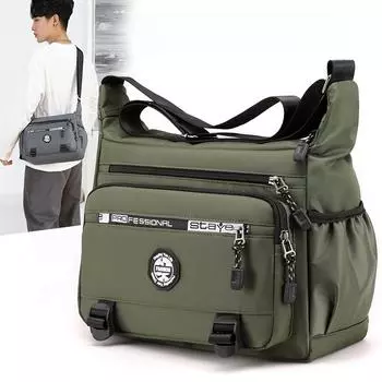 Large Capacity Men s Shoulder Bag – Waterproof Oxford Messenger Bag with Adjustable Strap & Secure Pockets чёрный