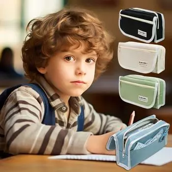 Large Capacity Pencil Case Four-layer Stationery Bag New Stationery Organizer Office бежевый