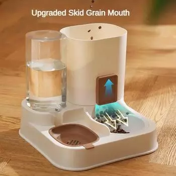 Large-capacity Pet Water Dispenser Automatic Feeding Water Machine Dry Wet Separation Cat Feeder Feeding and Drinking Supplies темно-коричневого