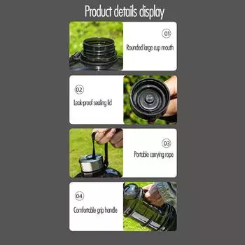 Large Capacity Plastic Cup Summer Bodybuilding Outdoor Portable Water Cup 2.2L Leak Proof Gallon Kettle 2.2l прозрачный