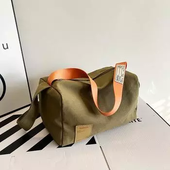 Large-capacity retro bag women s 2024 new simple canvas tote bag student class single shoulder oblique span bag women s bag