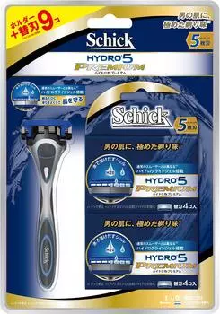 Large capacity Schick Hydro 5 Premium with 9 replacement value holder razor 5-blade blades, pack, included, men s