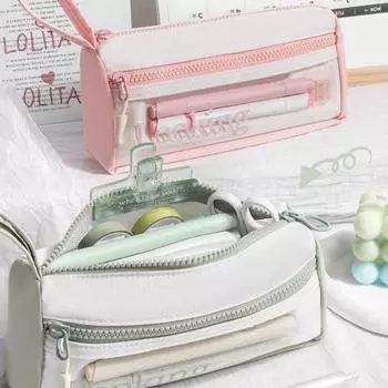 Large Capacity Storage Stationery Box Lightweight Simple Stationery Bag Desktop Organizer чёрный