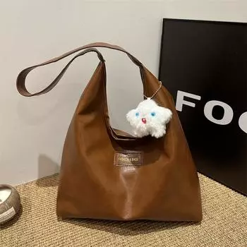 Large capacity tote bag retro soft leather lazy shoulder bag 2024 new commuter casual messenger bag