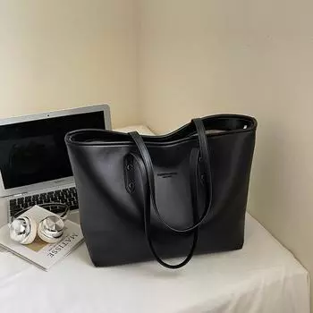 Large capacity tote handbag women s summer new popular fashion shoulder bag versatile hand bag чёрный