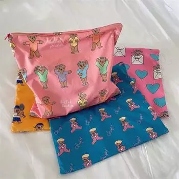 Large Capacity Women S Cosmetic Bags Korea Ins Cute Bear Zipper Cosmetic Organizer Travel Makeup Storage Bag Toiletry Case as show