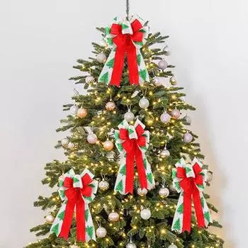 Large Christmas Bows Pendant DIY Exquisite Ribbon Gift Bowknot Decoration Festival Xmas Tree Hanging Ornaments Home Party other зелёный
