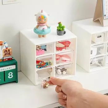 Large Cosmetic Storage Box Clear Desktop Stationery Jewelry Hair Band Sundries Drawer Organizer Photo Card Display Storage Rack