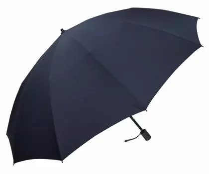Large folding umbrella for 10 ribs strong against traditional Teflon super water repellent men, wind, 2-tier type, (navy blue) темно-синий
