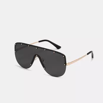 Large Frame Glasses Rivet Metal Borderless Sunglasses Men S One-Piece Punk Sunglasses Women