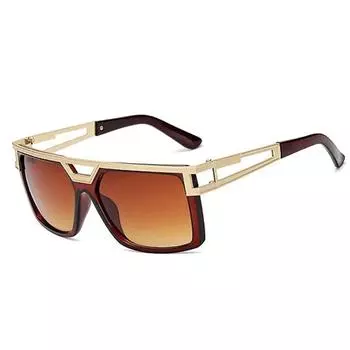 Large-frame New Metal Double-beam Men In Europe And The United States Large-frame Eyebrow Sunglasses синий