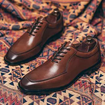Large Size 38-48 Men S Black Brown Leather Pointed Toe Business Formal Shoes Male Handsome Wedding Party Office Oxfords Shoes 38 чёрный