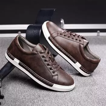 Large size 47 48 New Men s Quality Casual Leather Shoes Autumn Sneakers Mens Korean Sports Shoes Zapatillas Hombre 6 жёлтый