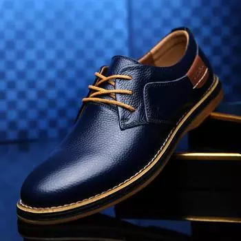 Large size 48 men s casual versatile men s leather 47 business British trend blue leather shoes 38