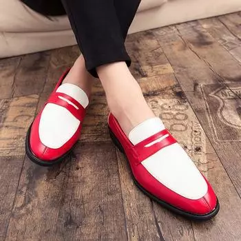 Large size leather shoes men s personalized color matching casual personality lazy shoes new trend nightclub little white shoes men 38