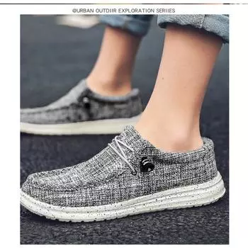 Large size loafers men s canvas casual shoes trendy men s shoes foreign trade board shoes cover feet lazy one foot Shoes 40 синий