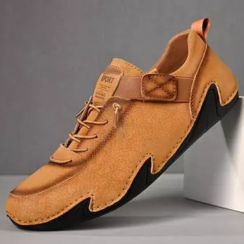 Large size men s Doudou shoes new low-top hand-sewn octopus men s shoes fashion versatile Hugh Shoes 38 коричневый