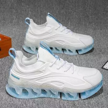 Large size men s shoes winter breathable mesh basketball sports shoes Guochao blade running shoes shock absorption thick sole heightening white shoes 39 белый
