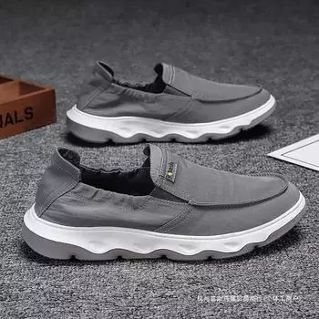 Large size old Beijing ice silk canvas shoes breathable board shoes soft sole lazy shoes dad casual online canvas shoes 39 чёрный