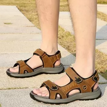 Large size summer sandals men s open-toed men s beach shoes soft-soled outdoor casual shoes sports trend Shoes 39