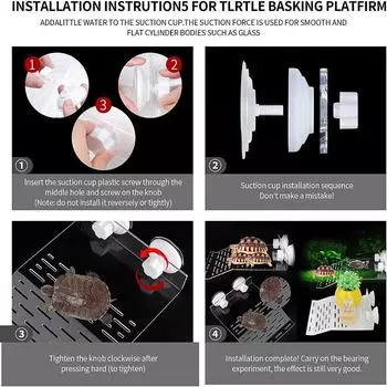 Large Transparent Turtle Basking Platform Fish Tank Aquarium Platform Turtle Resting Strong Suction Platform With 2 Suction Cups