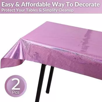 Laser Rainbow Aluminum Film Tablecloth Rose Gold Disposable Tablecloth Birthday Party Wedding Graduation Celebration Decorations