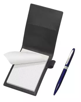 Lasting Piece Metal Twist Ballpoint Pen and Recycled Cowhide Leather Mini Notebook Cover Set, Blue, T23-LS022P-B-TK23-L синий