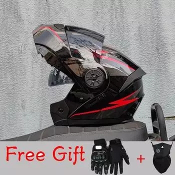 Latest DOT Approved Safety Modular Flip Motorcycle Helmet Racing Dual Lens Helmet Interior Visor S
