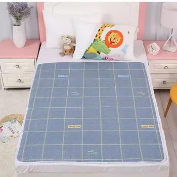 Lattice Rabbit Carrot Pattern Urine Separator Pad Waterproof Bed Care Tool Mat Blue,70x90cm