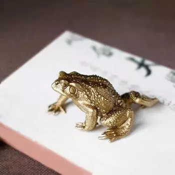 Латунная фигурка жабы, латунная фигурка счастливого животного-лягушки, модель, статуя, скульптура, игрушка для рабочего стола, украшение в стиле фэн-шуй, украшение, фестиваль, подарок золотистый
