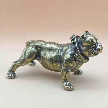 Латунная статуэтка бульдога, медная скульптура, изящная декоративная портативная креативная подарочная фигурка для чайного питомца