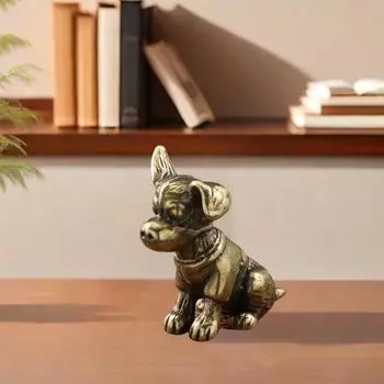 Латунная статуэтка собаки, винтажная модель щенка, мини-животное, металлическая статуэтка, скульптура, чайное питомец