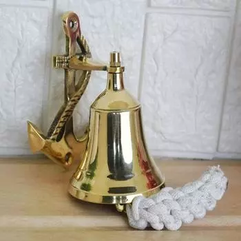 Латунный колокольчик, маленький настенный колокольчик, колокольчик для открывания двери со шнурком, латунный колокольчик с латунным анкером сзади