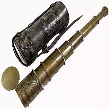 Латунный телескоп Victorian Nautical Marine 18 дюймов с кожаным чехлом и копией подзорной трубы
