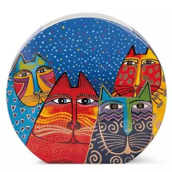 Laurel Burch [A2396] - Многоцветная керамическая ваза Laurel Burch (коты) - 27x25x6см