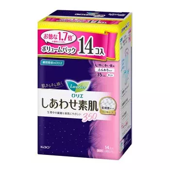 Laurier Happy Bare Skin Especially for night use 35cm with wings 14 pieces [Share Pack]