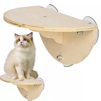 Лазалка для кошек, жердочка для кошек, беспроводной гамак для кошек, сиденье для котят на окне с 3 присосками, деревянная настенная лазалка для кошек
