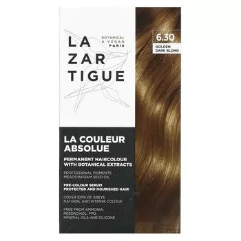 Lazartigue, стойкая краска для волос с растительными экстрактами, 6.30 золотисто-темный блондин, одноразовое применение
