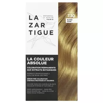Lazartigue, стойкая краска для волос, с растительными экстрактами, 7.30 золотистый блондин, одноразовое применение