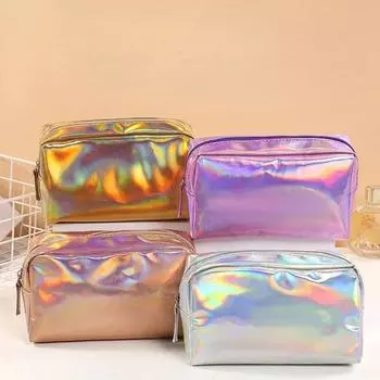 Лазерная косметичка, портативная сумка для хранения, косметичка, косметичка, дорожный косметический органайзер золотой
