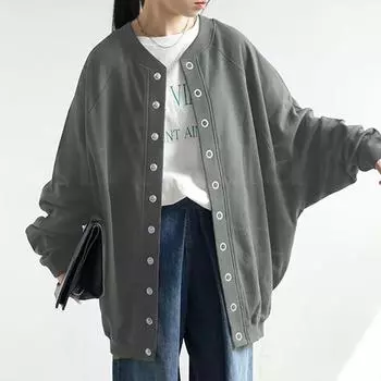 Lazy and Thickened Jacket for Women In Autumn and Winter, Loose Large Version of Baseball Uniform for New Front and Rear One size
