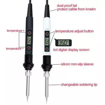 LCD Digital Adjustable Temperature 80W Soldering Iron Electric Welding Tools Solder Wire Tweezers DIY Hand Tool EU Plug-220V