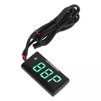 LCD Motorcycle Thermometer Ultra Thin Waterproof Water Temp Meter with 10MM Sparking Plug Adapter зелёный