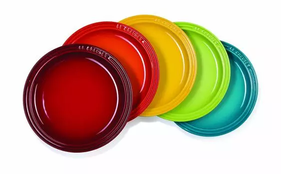 Le Creuset Plate Round Plate LC 23 cm Rainbow Heat Resistant Cold Resistant Microwave Oven Safe 5 Pieces Oven Plate Heat Resistant Plate Pasta Plate