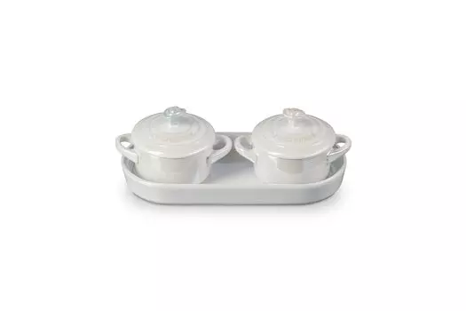 Le Creuset термостойкий контейнер Petit Rose Cocotte набор из 2 штук белый глянец термостойкий морозостойкий можно использовать в микроволновой печи японский [Авторизованный