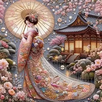 LEADINTOP Diamond Art Elegant Geisha 40X40 см Алмазная картина Набор Мозаичное искусство Традиционная японская культура Бисерное искусство Милый новичок Взрослые Дети DIY